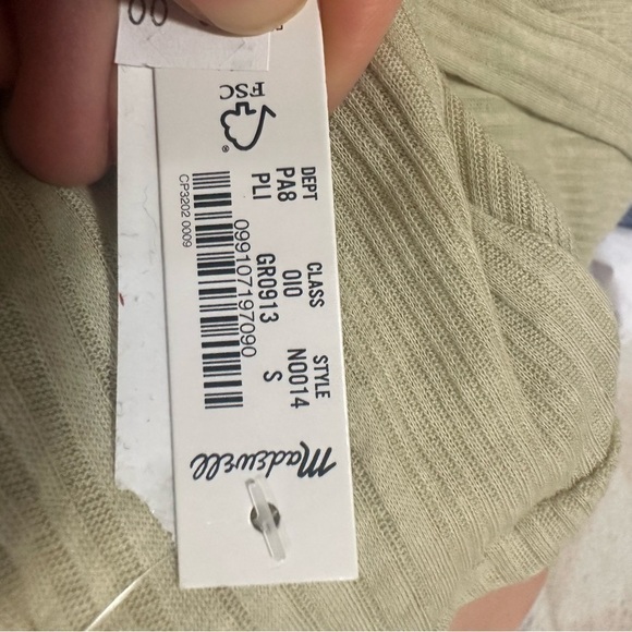 Madewell Variegated Ribbed Crewneck Long-Sleeve Tee pale lichen - Picture 5 of 8